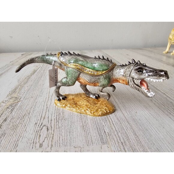 Kalifano T-Rex dinosaur trinket box jewelry rhinestone unique hinged figurine ty - Picture 1 of 9